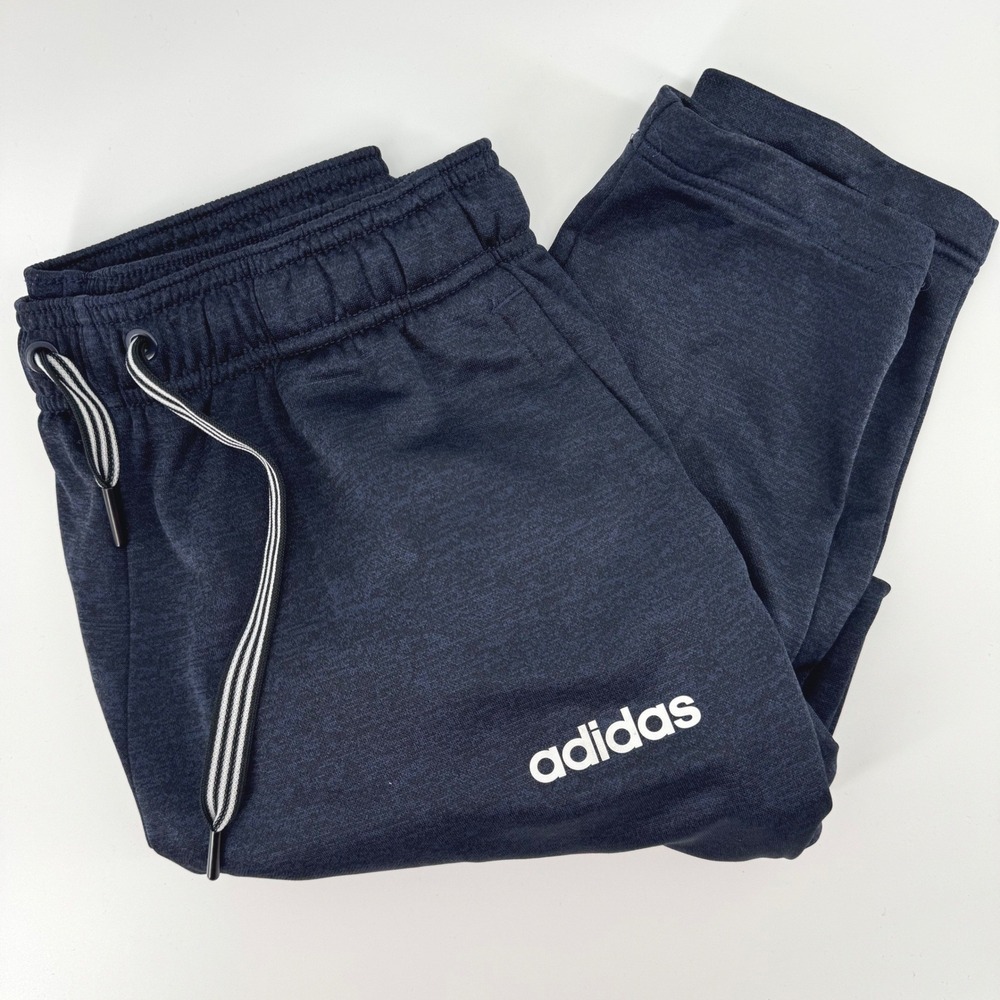 Adidas Mens Medium Core Essentials Melange Jogger Athletic Gym Pants Navy Blue